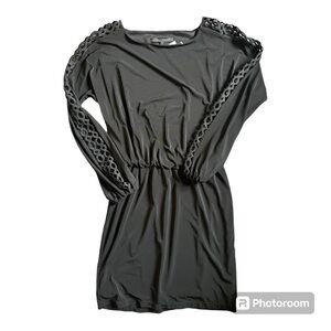 NWT White House Black Market Lattice Sleeve Blouson Dress Stretch